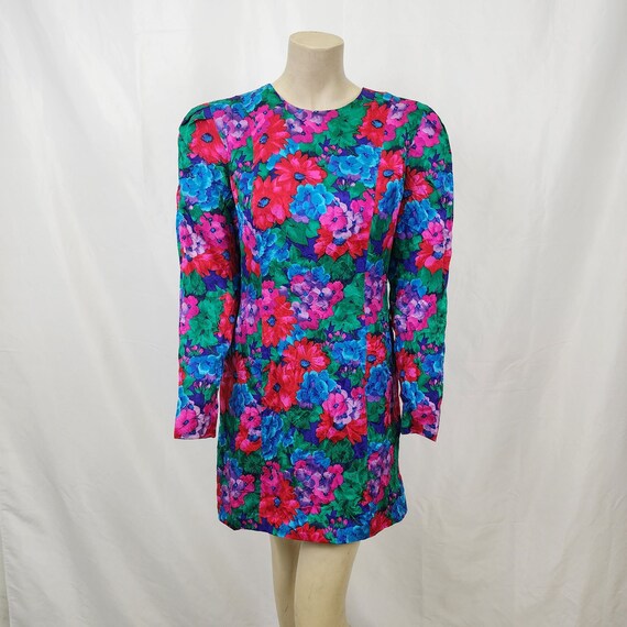 Maggy London Vintage 1990s 100 Silk Long Sleeve Mini Dress Etsy Canada