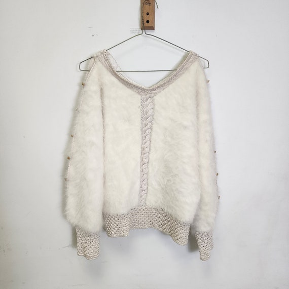 Vintage 1980s White Angora Sweater - image 1