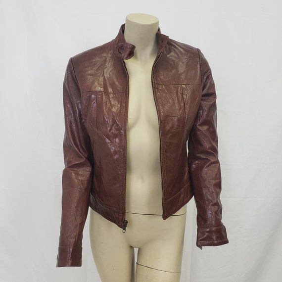 American Base Brown Leather Jacket Vintage 1990s - image 1