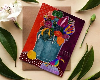 Mexican Art Print with book & bird, PRINTABLE Floral wall art, El Quixote