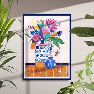 Poción de amor, lámina de arte mexicano de mi pintura original en acuarela.