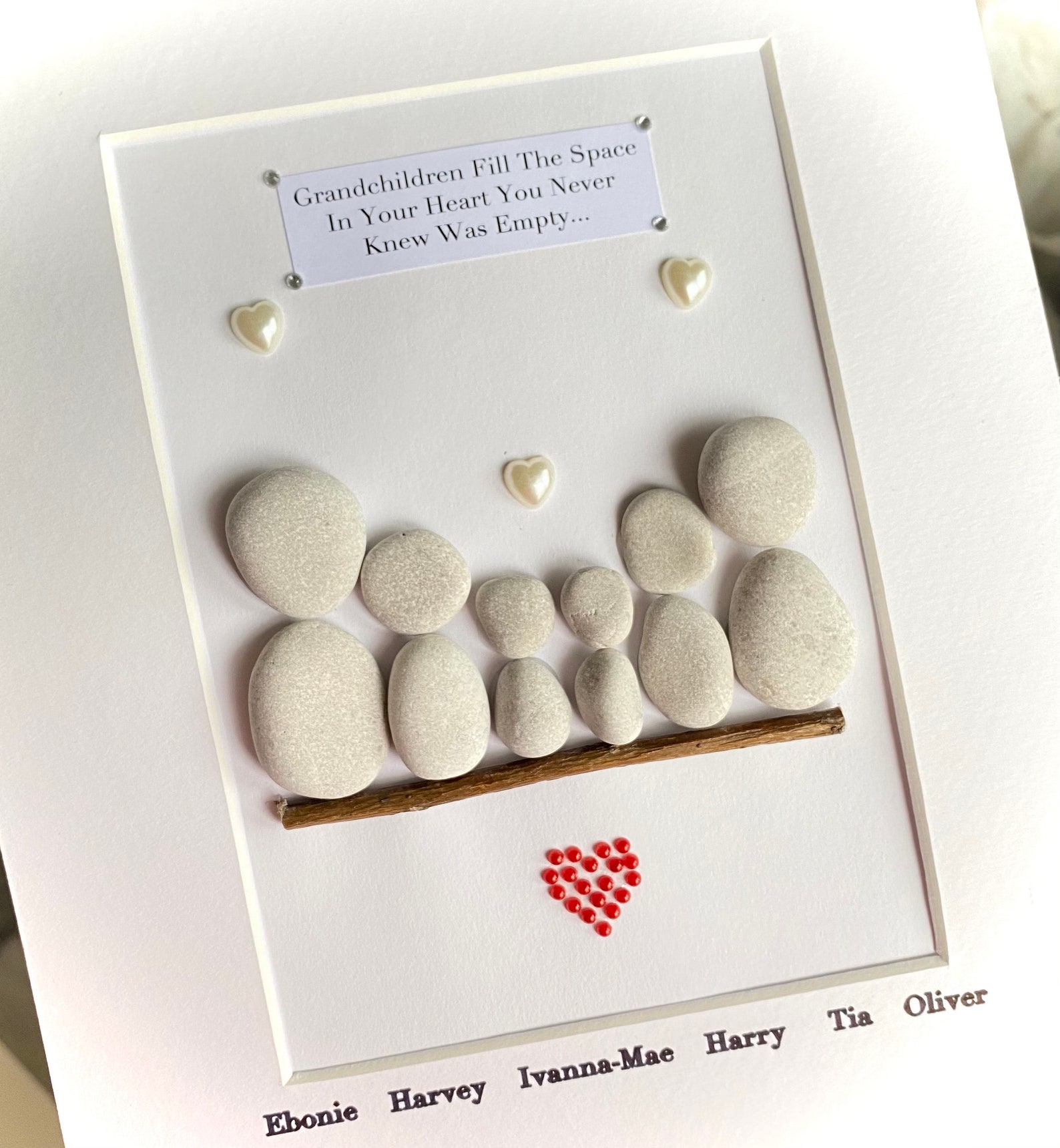 Grandchildren Keepsake Gift For Grandparents Pebble Art Etsy