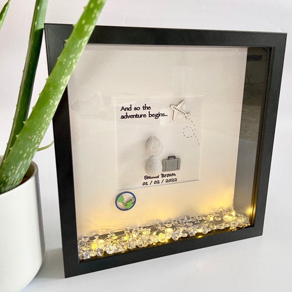 Moving away we will miss you leaving pebble art personalised frame present for friend for sister moving away son daughter gap year gift uk