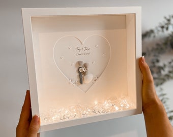 30th Anniversary Pearl Pebble Art Picture Frame Personalised Custom Wedding Gift for couple