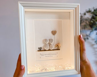 10th Anniversary Tin Personalised Pebble Art Frame gift for her gift for him anniversary couples 10 year anniversary gift traditional Tin uk