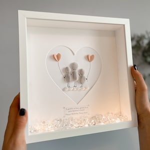 Mum Nana keepsake personalised pebble art picture frame birthday gift 50th mum box frame rock family gift grandma from grandkids childminder
