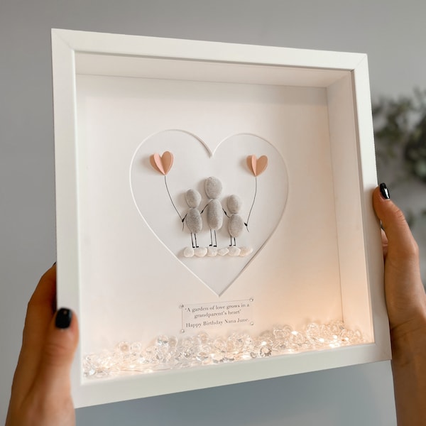 Mum Nana keepsake personalised pebble art picture frame birthday gift 50th mum box frame rock family gift grandma from grandkids childminder