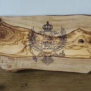 Monte Negro, Crna Gora, Custom Engraved Chopping/Serving Board Olive Wood