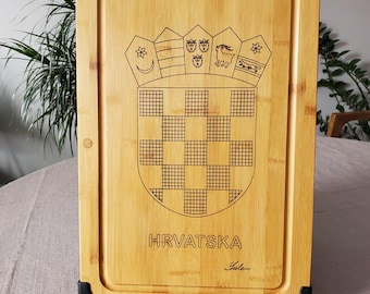Croatia Custom Engraved Chopping Board Personalized Gift Hrvatska Grb Cutting Board