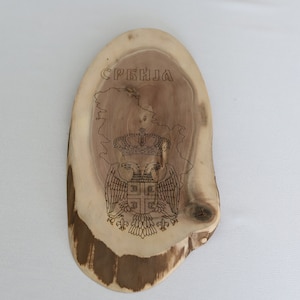 Serbian Serving/Charcuterie Live Edge Walnut Wood Serbian/Srbija Grb