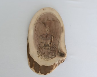 Serbian Serving/Charcuterie Live Edge Walnut Wood Serbian/Srbija Grb