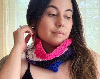 Genderfluid Pride Cowl | Handmade Multicolor Neck Warmer | LGBTQ+ Accessories