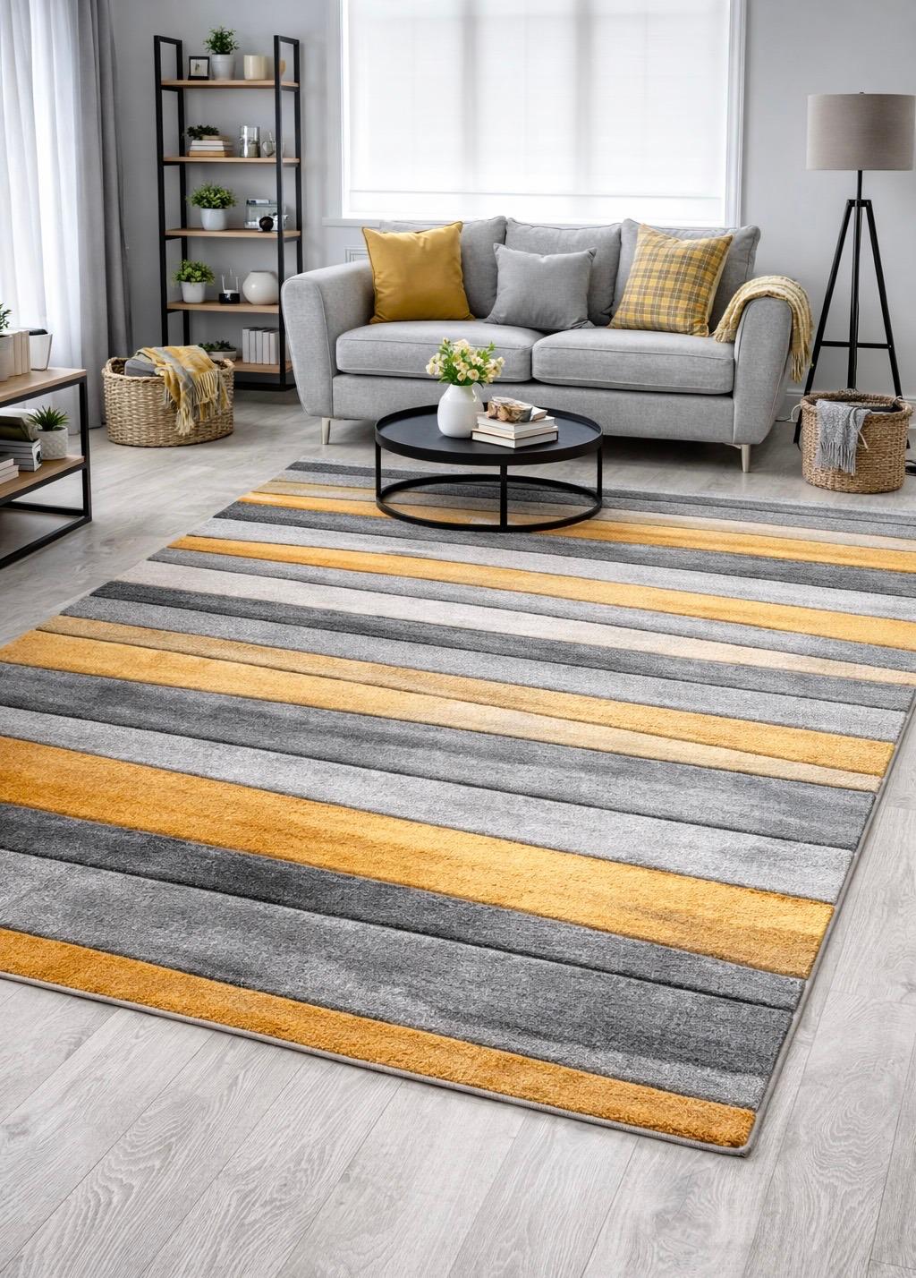 Tapis Ozan - Gris/Jaune - 200 x 290 cm