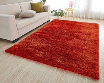 NEW LARGE THICK BROWN ORANGE SHAGGY PILE RUGS MODERN DESIGN LONG HALL RUNNERS UK 
