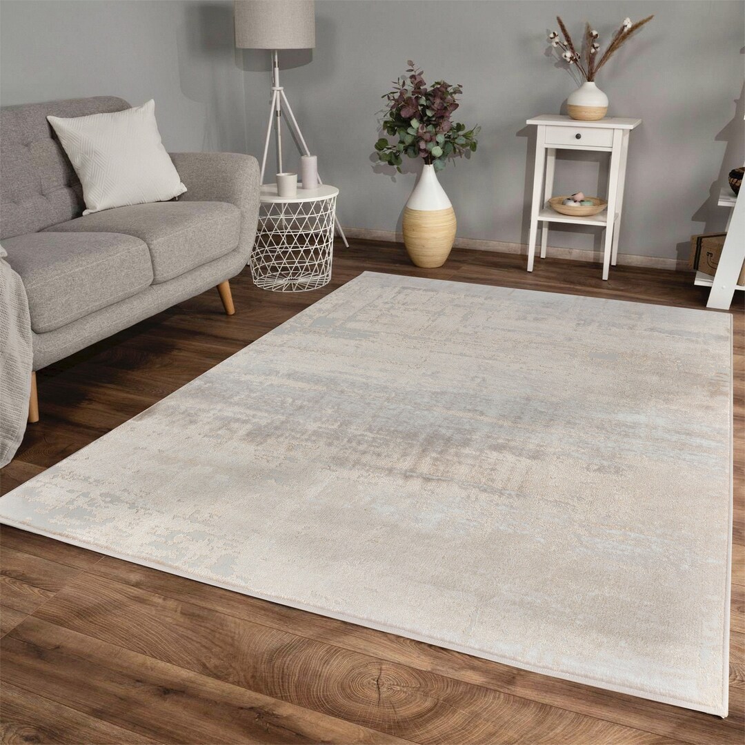Behg Designs Rug New Modern Beige Gold Sketch Design Rug Colourful Silky Soft - Etsy