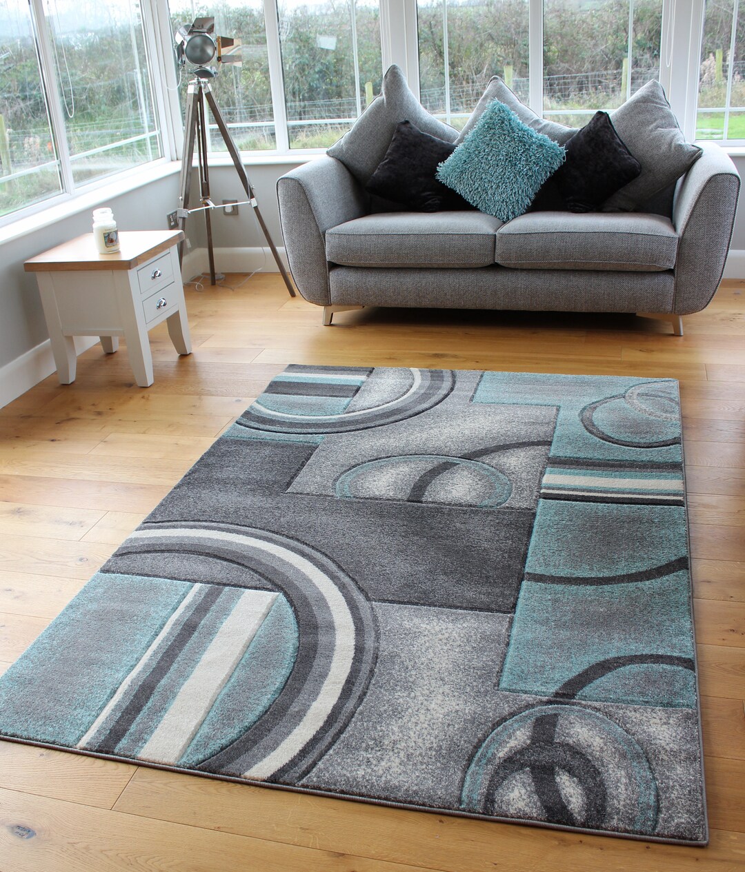 New Duck Egg Blue Silver Grey Rugs Small Large Mats Modern Etsy UK