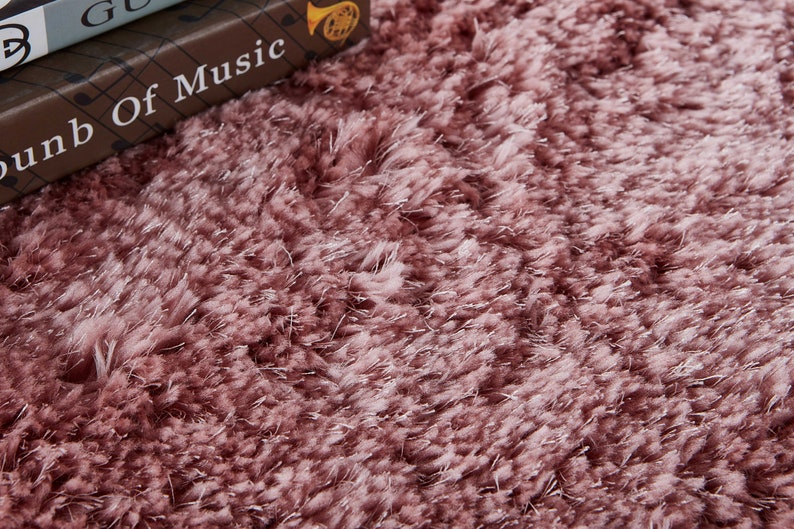 New Dusky Pink Thick Silky Soft Shag Pile Rug Modern Luxurious High ...