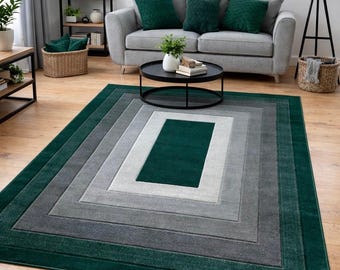 New Emerald Green Rugs Small Large Mats Modern Contemporary Design UK