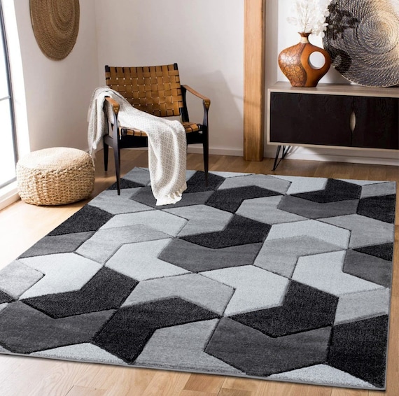 Gray and black area rugs discount