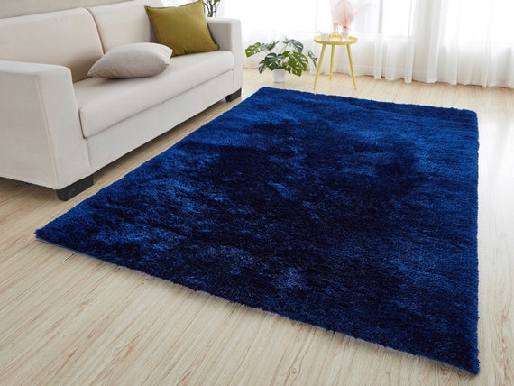 Nueva alfombra de pelo de pelusa suave y sedosa azul marino alfombras  modernas de lujo de alta calidad -  España