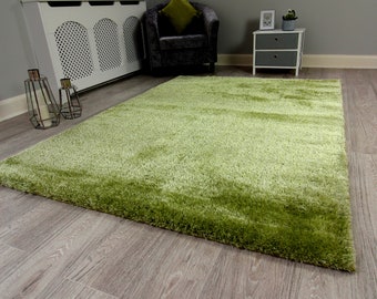 New Plush Green Thick Silky Soft Shag Pile Rug Modern Luxurious High Quality Mats