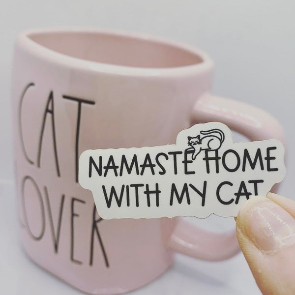 Namaste, Cat Sticker, Yoga Sticker, Yoga Cat, Gift for Her, Laptop Sticker, Namaste Sticker, Decal, Cat Decal, Laptop Art, Cat Art