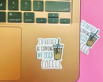 Iced Coffee Sticker, Laptop Decal, Coffee Lover Gift
