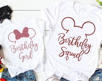 Minnie Ears Disney Birthday Girl Shirt, Disney Birthday Squad Shirts, Disneyworld Geburtstagsshirts Familie, passendes Disneyland Geburtstagsshirt