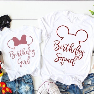 Minnie Ears Disney Birthday Girl Shirt, Disney Birthday Squad Shirts, Disneyworld Birthday Shirts Family, Matching Disneyland Birthday Shirt