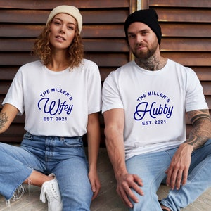 Personalized Matching Couple Valentines Day Shirt, The Miller&#39;s Wifey Shirt, Valentines Shirt for Couples, Couples Anniversary Custom Shirts