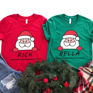 Personalized Santa Claus Christmas Shirt, Custom Christmas T Shirts for Family, Christmas Custom Shirt Gifts, Christmas Personalized Gifts