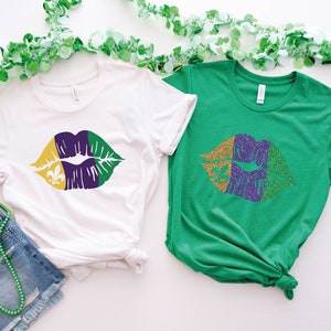 Mardi Gras Lips T Shirt, Mardi Gras Short Sleeve Shirt, Mardi Gras Festival, Gift For Her, Mardi Gras Theme Matching Shirt, Mardi Gras Gifts