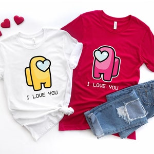 Personalized Couples Among Us Shirts, Valentines Day Gifts for Girlfriend, Among Us Shirts for Matching Kids, Couples Valentines Day Shirts