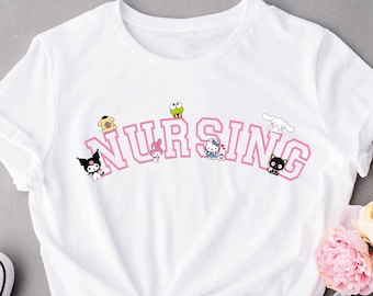 Nursing Kawaii Characters, Kitty Nurse Shirts, Nursing Shirt, Cute Shirt, RN Shirt, Kawaii Cat Girls Shirt, Cute Hello Nurse Shirts