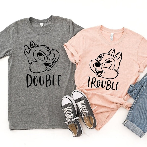 Chip and Dale Kids Disney Shirts, Disney Couple Shirt, Double and Trouble Disneyworld Shirts Family, Disneyland Shirt, Matching Disney Shirt