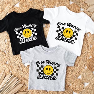 One Happy Dude Birthday Shirts, 1st Birthday, Smiley Face Matching Birthday Outfit, Mommy and Me, One Happy Daddy Mama Family Tees