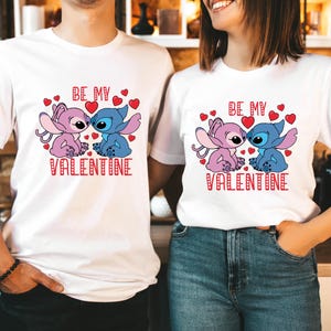 Stitch And Angel Valentine&#39;s Day Shirt, Gift For Her, angel And Stitch Matching Couple Shirt, Love Shirt, Valentines Day Gifts, Couple Shirt