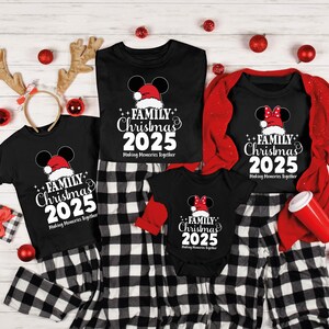 Mickey And Minnie Family Christmas Shirt, Christmas 2025 Vibes Shirt, Christmas Matching Disney T-shirt, Disney Group Shirts, Disneyland Tee