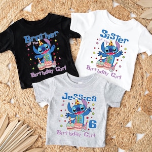 Stitch Custom  Birthday Shirt, Disney Stitch Birthday Girl T-Shirt, Disney Birthday Boy Sweatshirt, Birthday Gift, Stitch Birthday Tee