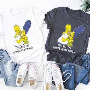 The Simpsons I Love You-shirts, bijpassende paar liefdesshirts, Simpson Valentijnsdag-T-shirt, Simpsons Trend Valentine-T-shirt, Simpson-T-shirts