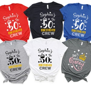 Custom Birthday Queen and Crew Tee Shirt, Personalized 50th Birthday ...
