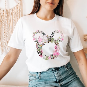 Floral Mickey Head Shirt,Disney Floral Mouse Ears Shirt,Flower Mickey Shirt,Floral Minnie Disney Shirt,Cute Disney Gift,Disney Vacation Tee