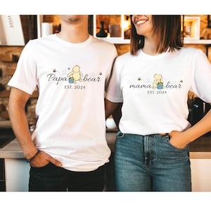 Mama Bear Shirt, Papa Pooh Bear Shirt, Cute Pooh Shirt, Mother and father Day Gift, Winnie the Pooh Mothers Day Gift, Papa Hunny Bear Shirt