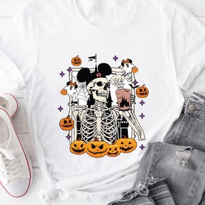 Disney Halloween Shirt, Halloween Skeleton Coffee Shirt, Halloween Party Shirt, Spooky Season Shirt, Disneyland Shirt, Halloween Pumpkin Tee