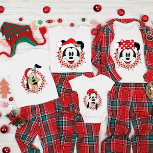 Chemise rétro Mickey, chemise de Noël Disney, chemise de Noël Mickey Minnie, chemise fête de Noël Disney, chemises de Noël Disney assorties