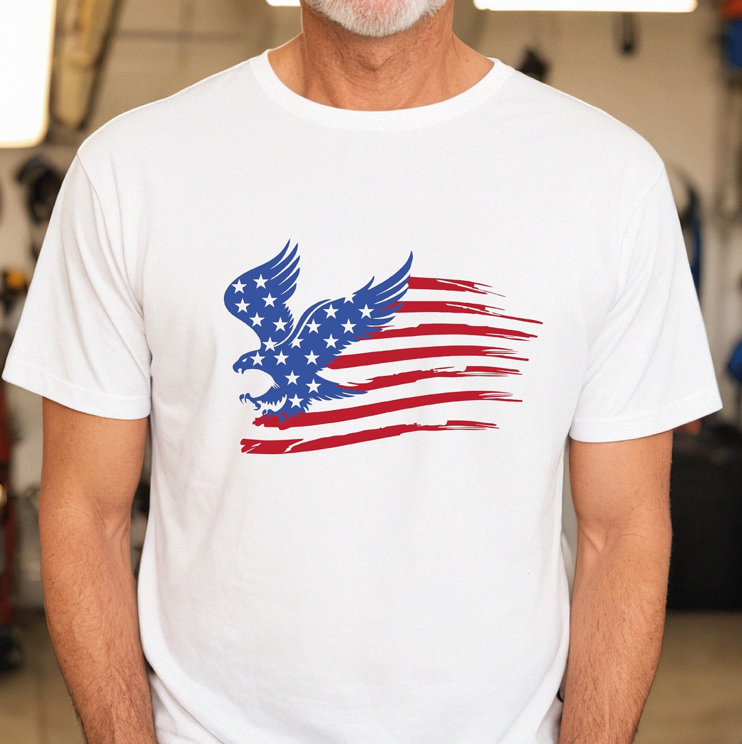 Eagle on American Flag T-Shirt