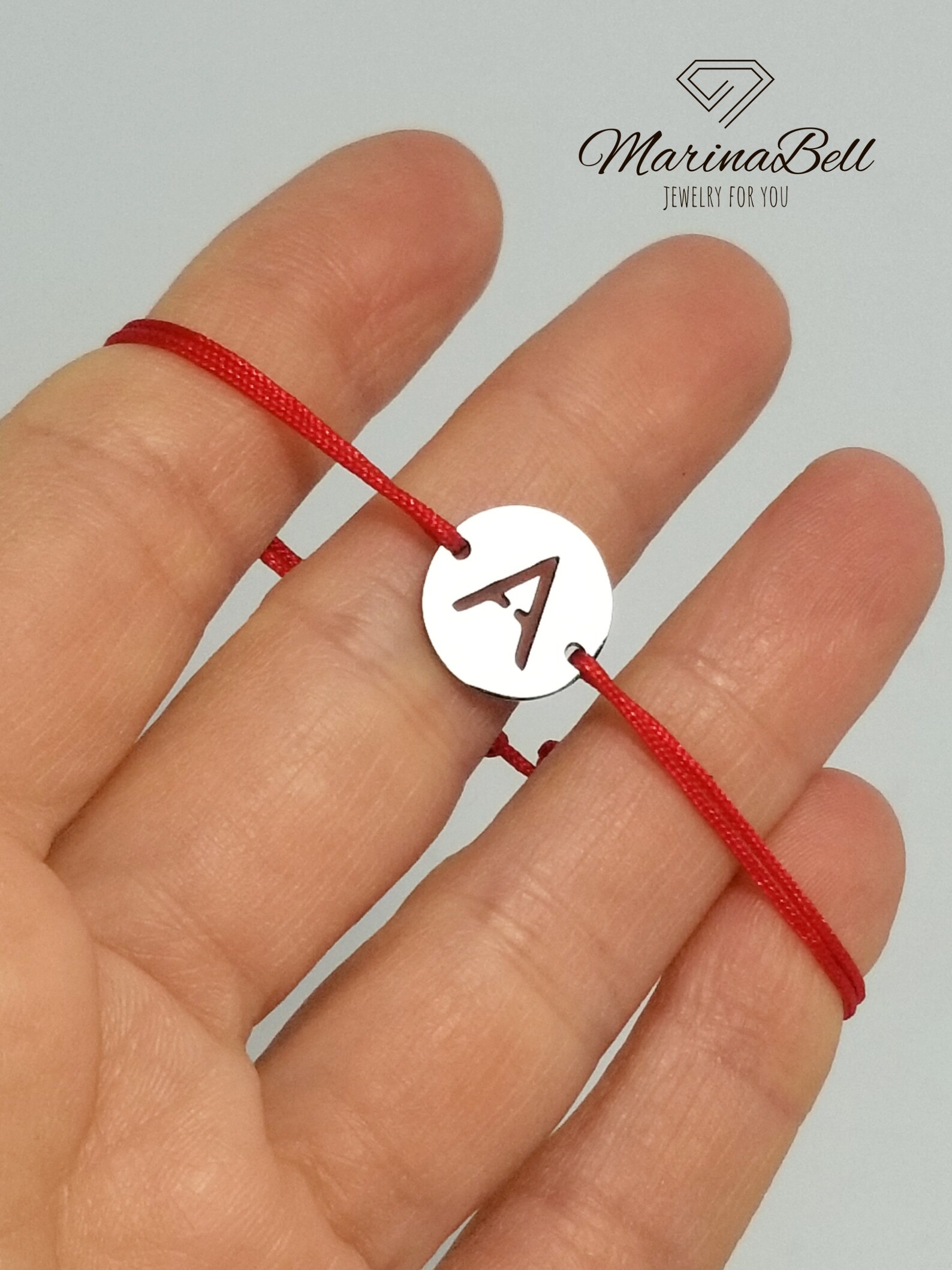 Personalized red string bracelet with letter Personalized Etsy