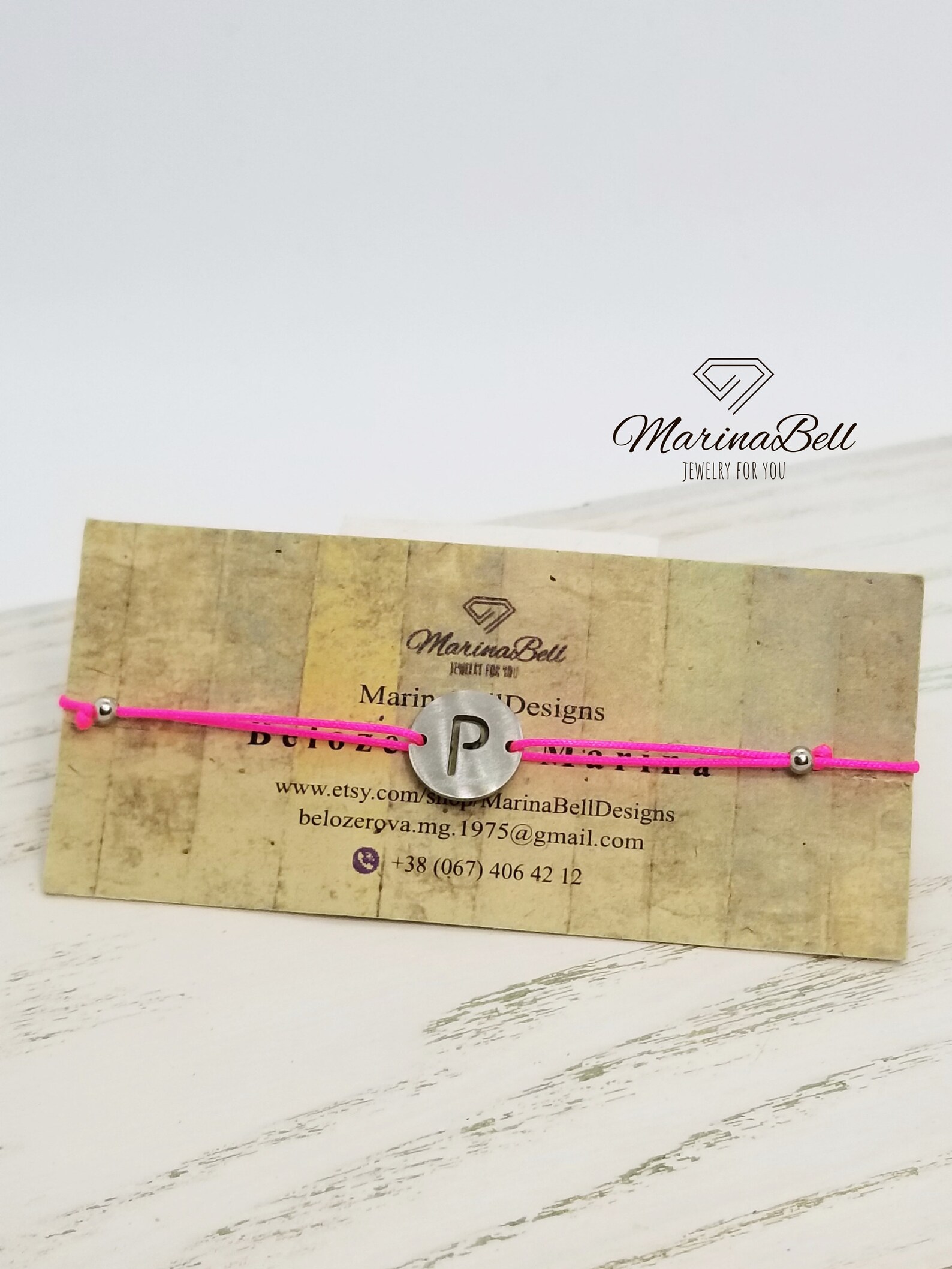 Personalized pink string bracelet with letter Personalized Etsy