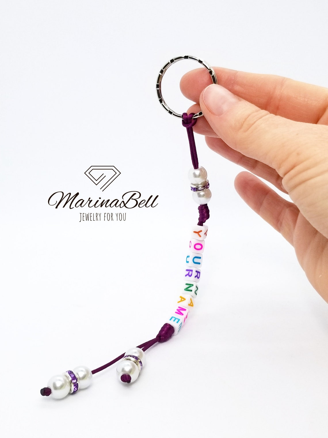 Purple Keychain With Your Name Girlfriend Gift Named Keychain Etsy