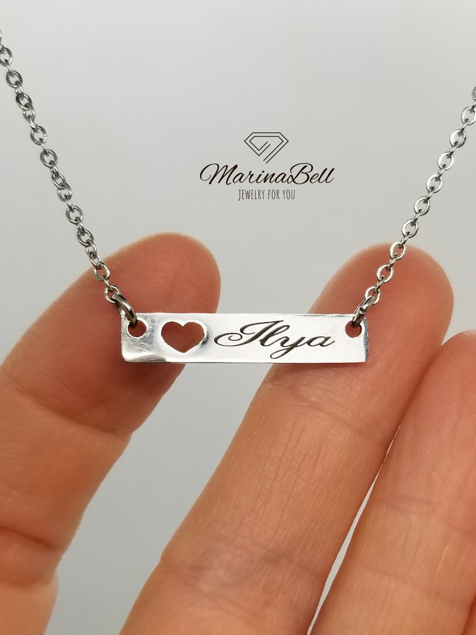 Personalized pendant with name Silver personalized necklace Etsy